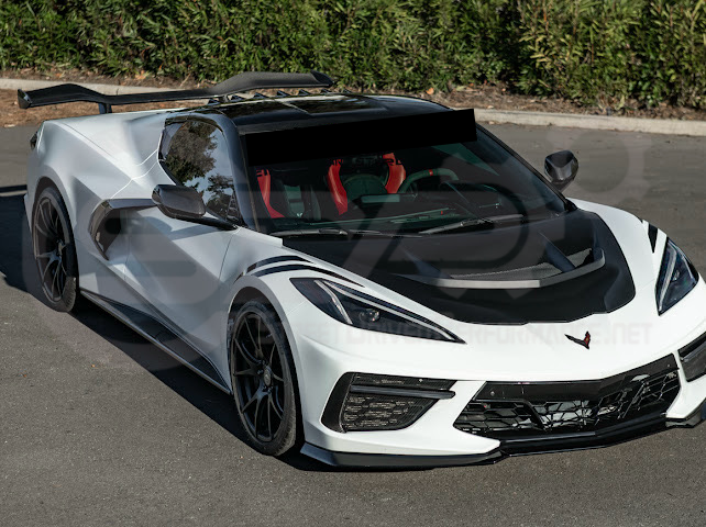 2020-PRESENT CHEVROLET CORVETTE C8 | ZR1 REPLICA STYLE  MATTE BLACK FRONT VENTED HOOD