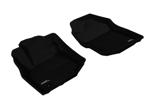 Black rubber 3D MAXpider Kagu 1st row floor mat for Honda Fit 2009-2013, featuring textured surface and custom fit.
