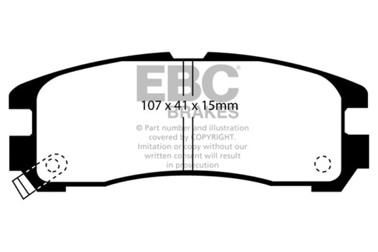 EBC Greenstuff rear brake pads for Chrysler Sebring Coupe 2.0, performance brake pads with green friction material
