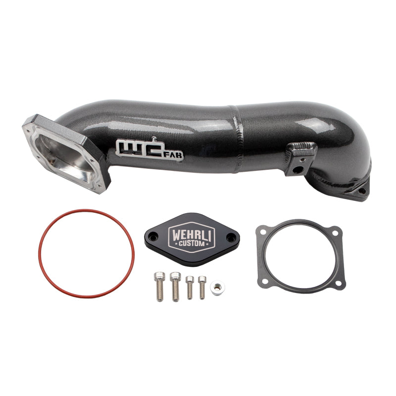 Wehrli Duramax LML intercooler pipe kit in candy red for passenger side, 3.5-inch diameter, vehicle performance upgrade.