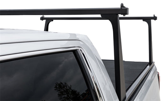 Access ADARAC 17-24 Nissan Titan 5ft 6in Bed Pro-Series Silver Truck Ladder Rack shown on a Nissan Titan pickup.