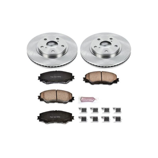 PowerStop OE brake kit for Lexus HS250h front brakes, including rotors and pads, designed for optimal stopping power.