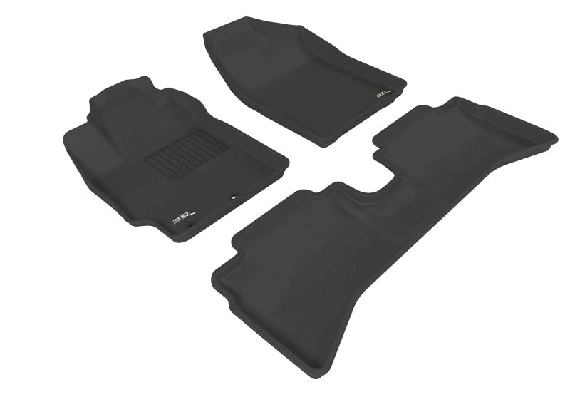 3D MAXpider black rubber floor mats for 2012-2015 Toyota Prius C, full set with textured surface and custom fit.