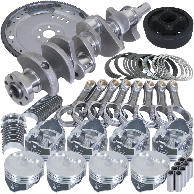 Eagle Ford 302 V-Rib Belts and flywheel balanced rotating assembly with 157 teeth, I-beam, and .060 bore for engine compatibility