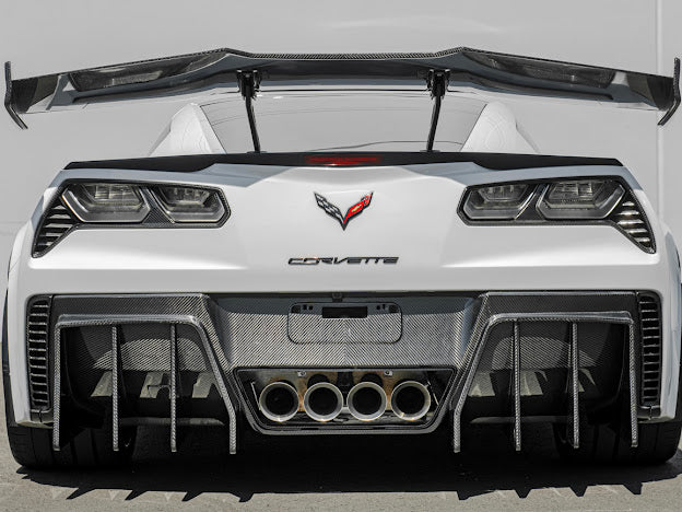 2014-2019 Corvette C7 Performance Track CARBON FIBER Rear Bumper Finned Diffuser