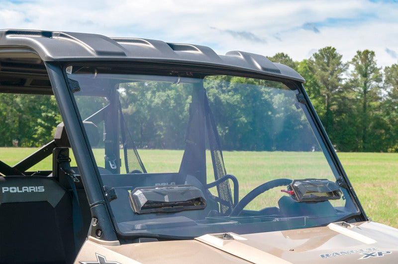 Seizmik mid-size Pro-fit vented windshield for Polaris Ranger 500/570/EV, made of durable clear material with venting features.