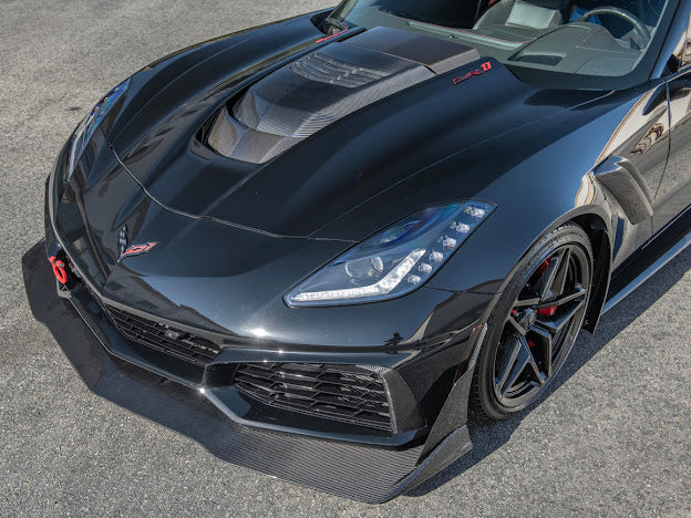 2019 CHEVROLET CORVETTE C7 ZR1 CARBON FIBER FRONT SPLITTER SIDE WINGLET EXTENSIONS (PAIR)