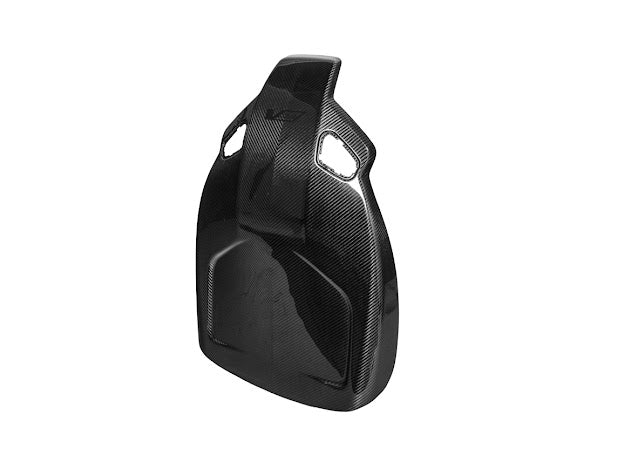 Cadillac ATS-V sedan Recaro carbon fiber seat rear panel cover replacement for driver and passenger sides, by Street Driven Performance.
