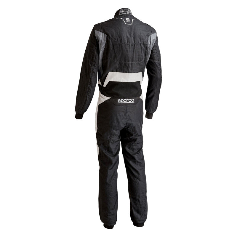 SPARCO Victory Pr Boot Cuff racing suit in black and gray, designed for racing drivers, with snug fit and durable fabric.