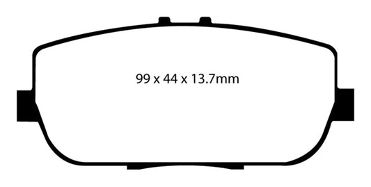 EBC Redstuff rear brake pads for Mazda Miata MX5 2.0, high-performance brake pads installed on the vehicle's rear axle.