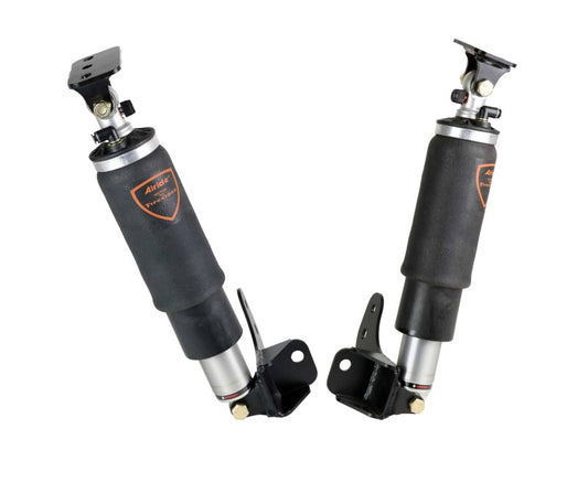 Ridetech 64-72 GM A-Body rear HQ Shockwaves with shock mounts and camber plates for improved suspension performance.
