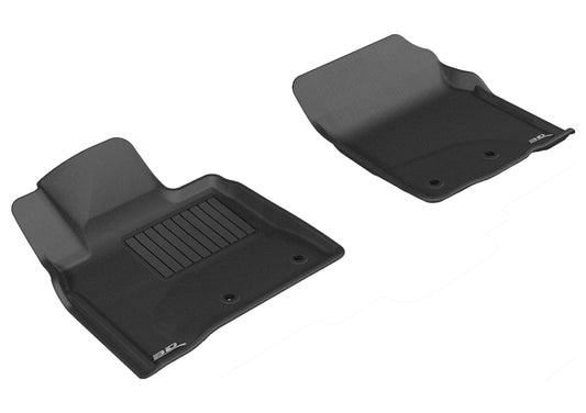 Black 3D MAXpider rubber floor mat for 2012-2020 Lexus LX and Toyota Land Cruiser first row, featuring textured surface and custom fit.