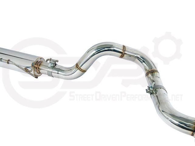Toyota 4Runner 2025-up cat-back exhaust system with chrome or burnt blue tips, featuring turn down design and Street Driven Performance branding.