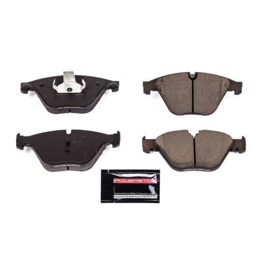 PowerStop Z23 Evolution Sport brake pads for 2011 BMW 535i xDrive front, showing black brake pad with hardware attachment