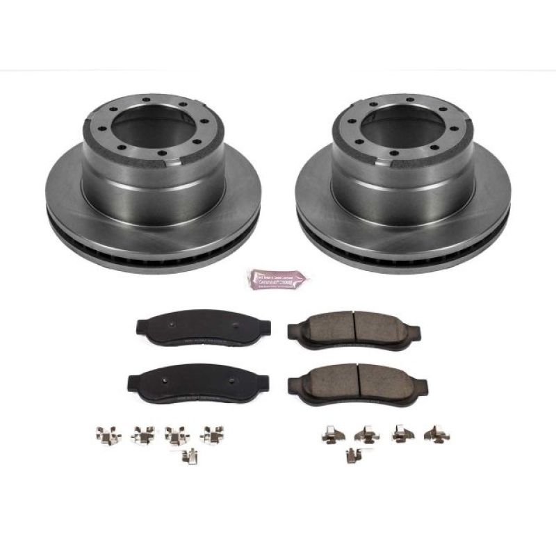 PowerStop rear brake kit for Ford F-350 Super Duty 2010-2012, OE-style brake components for heavy-duty truck braking performance.