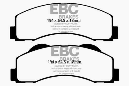 EBC 15+ Ford Expedition 3.5 Twin Turbo front brake pads, Ultimax2 OE quality brake pads with metal backing and friction material
