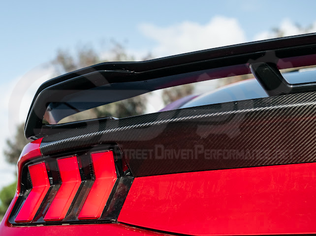 2024-UP FORD MUSTANG | DARKHORSE STYLE GLOSSY BLACK REAR TRUNK LID GURNEY FLAP WICKERBILL WING SPOILER