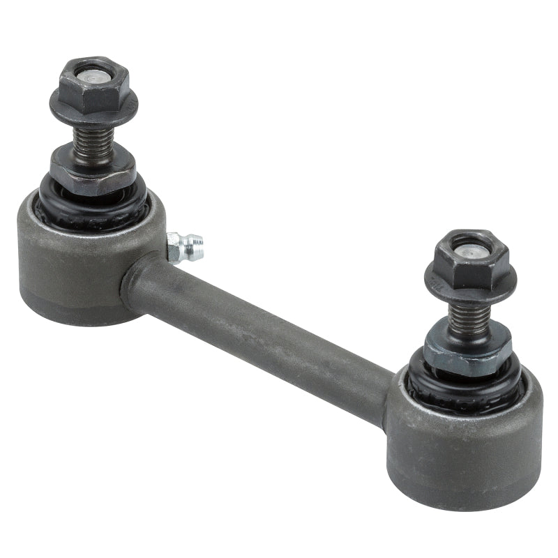 Moog rear sway bar endlink for Nissan X-Trail 2005-2006, showing the metal linkage with bushings for suspension stability.