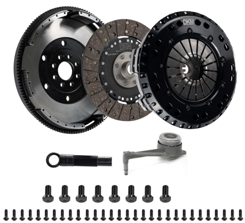 DKM Clutch 2.0 VW/Audi A3 FSI 6-bolt motor twin disc clutch kit with steel flywheel for high torque up to 660 ft/lbs.