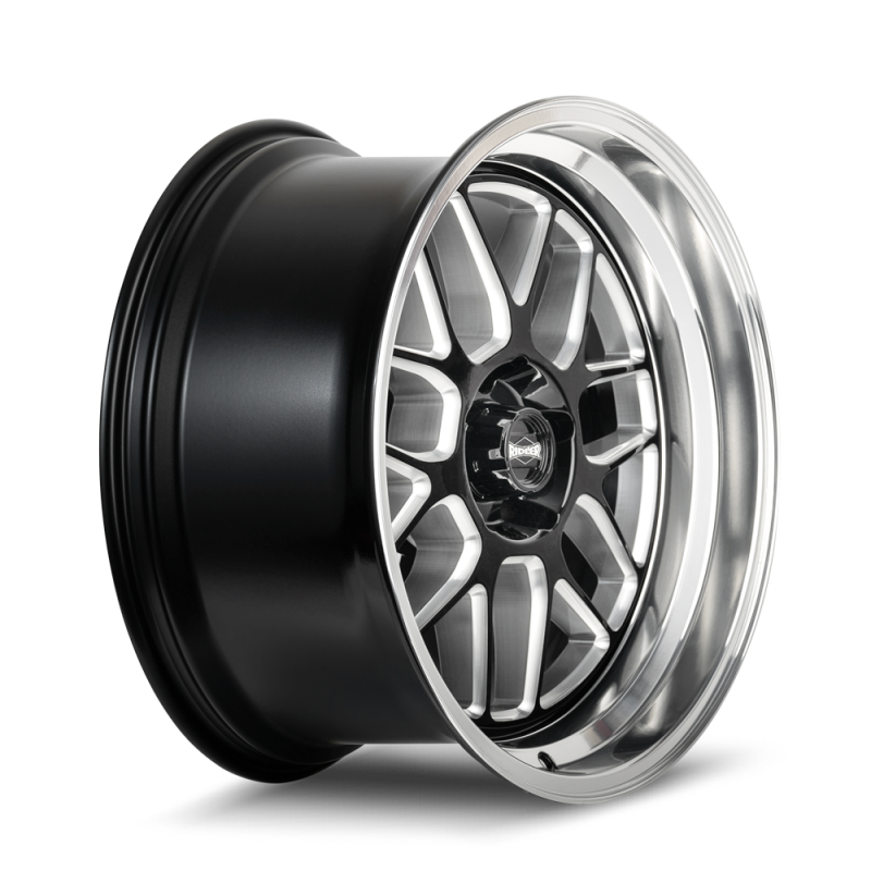 Ridler 611 cast wheel, 17x8 inches, 5x120.65 bolt pattern, black/mill finish with diamond cut lip, 0mm offset, 83.82mm hub