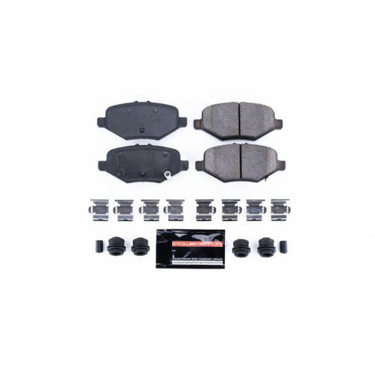 PowerStop Z23 Evolution Sport rear brake pads with hardware for Ford Explorer 2013-2016, high-performance brake replacement.