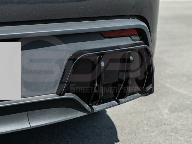 2025-Up Tesla Model Y | Fast Style Glossy Black Rear Bumper Finned Diffuser