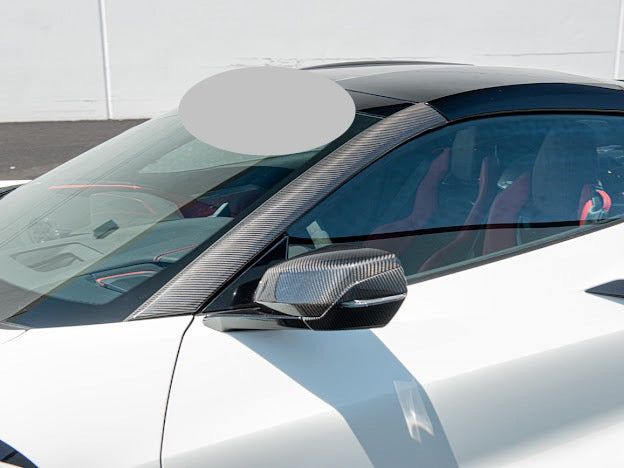 2020+ CHEVROLET CORVETTE C8 CARBON FIBER SIDE WINDOW A-PILLAR VENT COVER TRIM