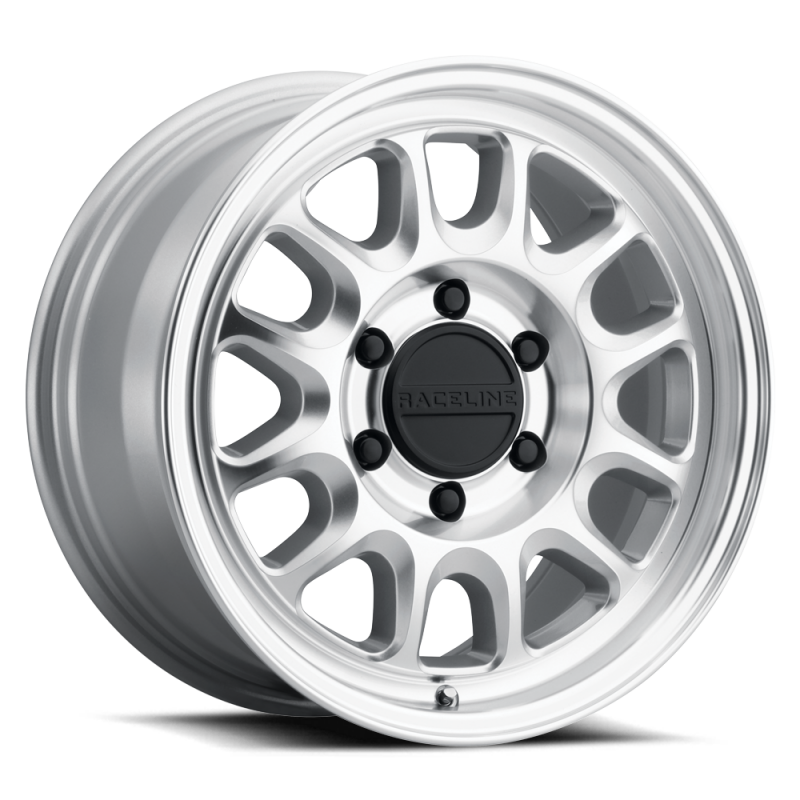Raceline 958MC Rogue cast wheel, 18x8.5 inches, machined finish, 5x150 bolt pattern, 35mm offset, 110.5mm bore, side view