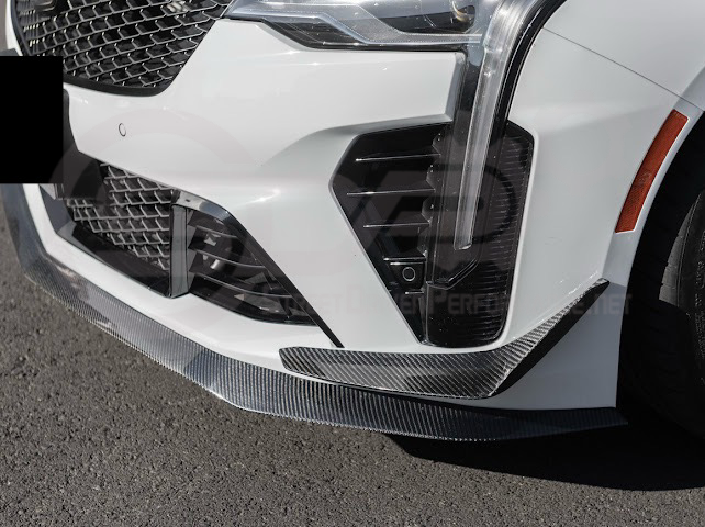 2020-UP CADILLAC CT4-V BLACKWING | CARBON FIBER FRONT LIP SPLITTER WITH CANARDS GROUND EFFECTS