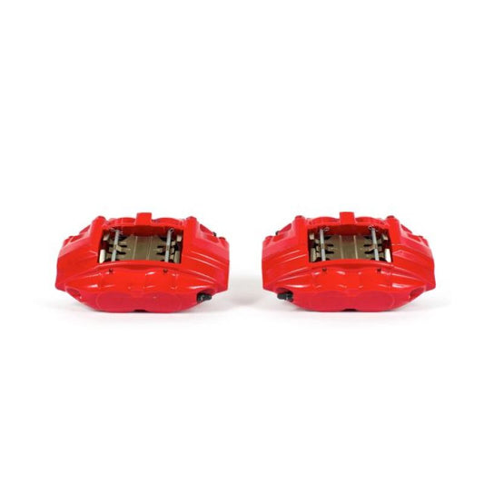 Pair of PowerStop front red brake calipers for Nissan 370Z 2009-2019, performance automotive brake calipers without brackets