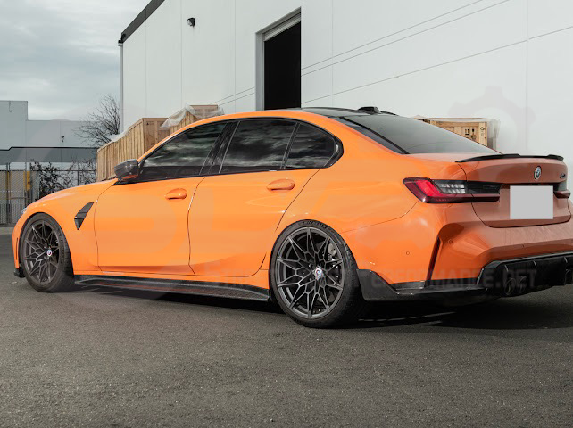 2021-UP BMW G80 M3 SEDAN | 3D STYLE CARBON FIBER ADD-ON SIDE SKIRTS ROCKER PANEL EXTENSION GROUND EFFECTS
