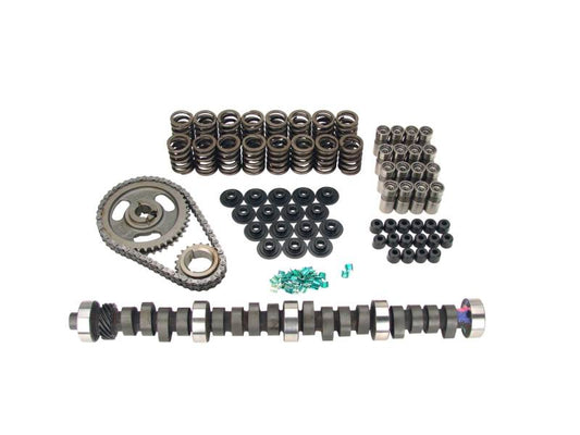 COMP Cams FW 268H camshaft kit showing high-performance camshaft with gear and sprocket for automotive engine upgrade.