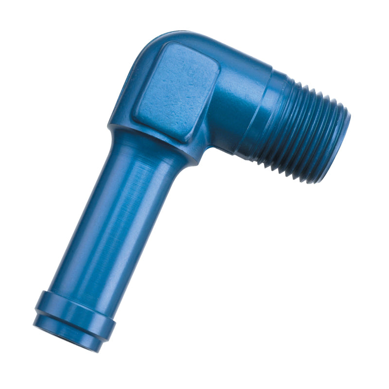 Russell Performance -4 AN 90-degree pipe to tube adapter fitting, 1/8 inch to 1/4 inch, for automotive performance applications.