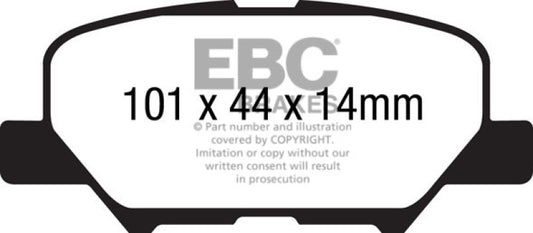 EBC Redstuff rear brake pads for Mazda 3 2.0 Mexico Build, high-performance brake pads for improved stopping power.