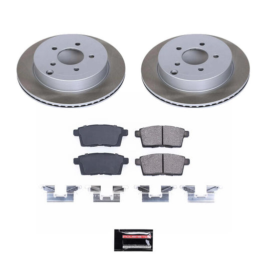 PowerStop rear semi-coated brake rotor kit for 2007-2010 Lincoln MKX, performance brake components with a smooth finish.