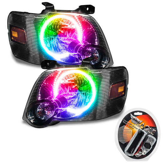 Oracle ColorSHIFT headlights for Ford Explorer Sport Trac 2008-2010, black housing with integrated LED and color-changing features