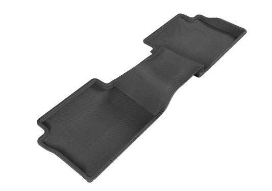 Black 3D MAXpider Kagu 2nd row rubber floor mats for Mazda3 2014-2018, featuring textured surface and precise fit.