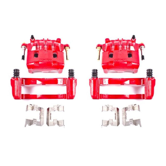 PowerStop front red brake calipers with brackets for 2016-2017 Subaru Crosstrek, performance brake caliper pair.
