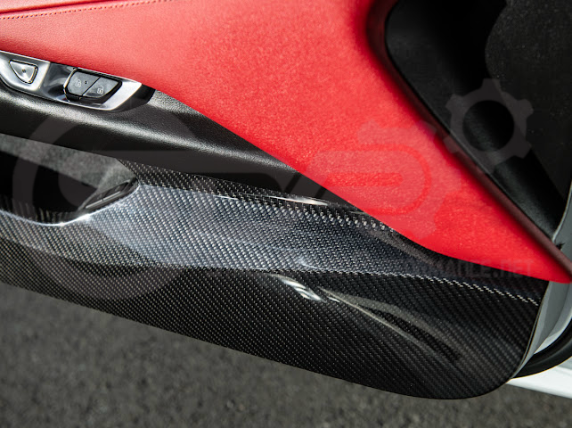 2020-Up Corvette C8 | CARBON FIBER Door Kick Guard Panel Lower Pocket Cover Pair