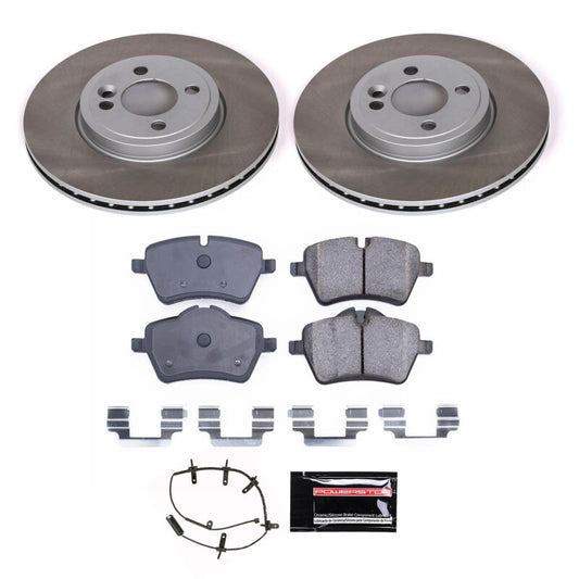 PowerStop 07-08 Mini Cooper front semi-coated brake rotor kit with performance blank rotors, perfect for improved braking.
