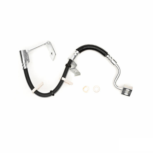 DFC Ford Mustang 13-14 front right brake hose from brake line kit, showing the flexible rubber brake line with fittings