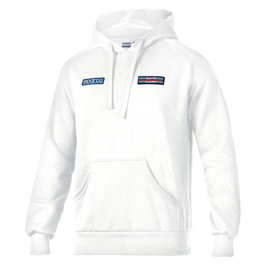 White Sparco Martini Stripes hoodie, medium-sized sweatshirt with sporty design and bold stripe details.
