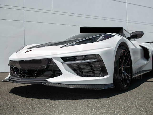 2020+ CHEVROLET CORVETTE C8 STINGRAY & Z51 | FACTORY OEM STYLE GLOSSY BLACK FRONT BUMPER LOWER AIR INLET MESH GRILLE GUARDS
