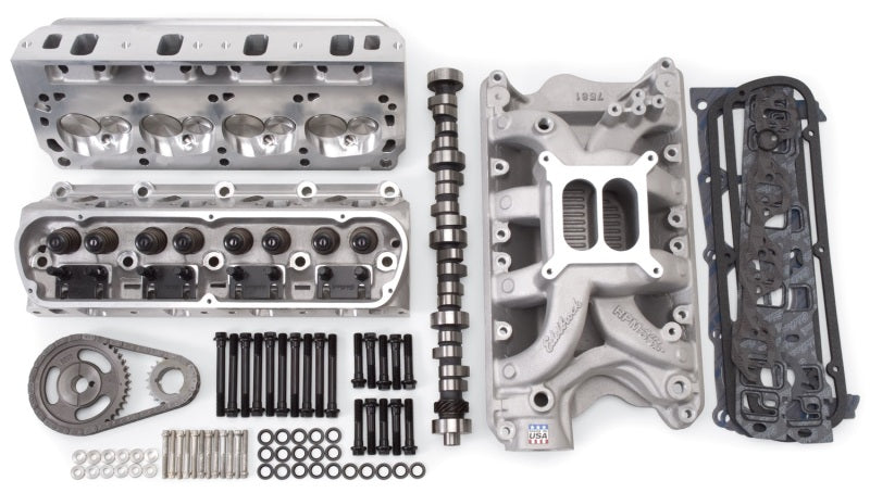 Edelbrock Ford 351W top end kit with RPM Xtreme cylinder heads and roller camshaft, designed for high-performance engine upgrades
