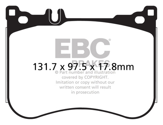 EBC 14+ Mercedes-Benz S550 4.7 Twin Turbo AMG Sport Redstuff front brake pads, high-performance brake components