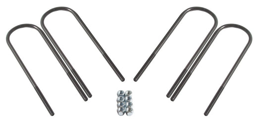 Skyjacker differential mounts with axle U-bolts for non-specific vehicles, showing black metal components on a vehicle axle.