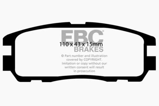 EBC Ultimax2 rear brake pads for Acura SLX 3.2 96-98, OE style brake pads with metal backing and friction material.
