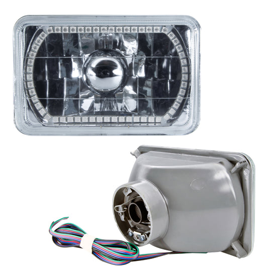 Oracle Lighting 4x6 inch Sealed Beam Headlights with ColorSHIFT Halo, featuring vibrant RGB lighting and durable sealed beam design.
