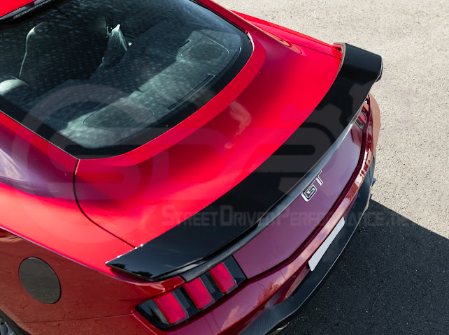 2024-UP FORD MUSTANG | DARKHORSE STYLE GLOSSY BLACK REAR TRUNK LID GURNEY FLAP WICKERBILL WING SPOILER