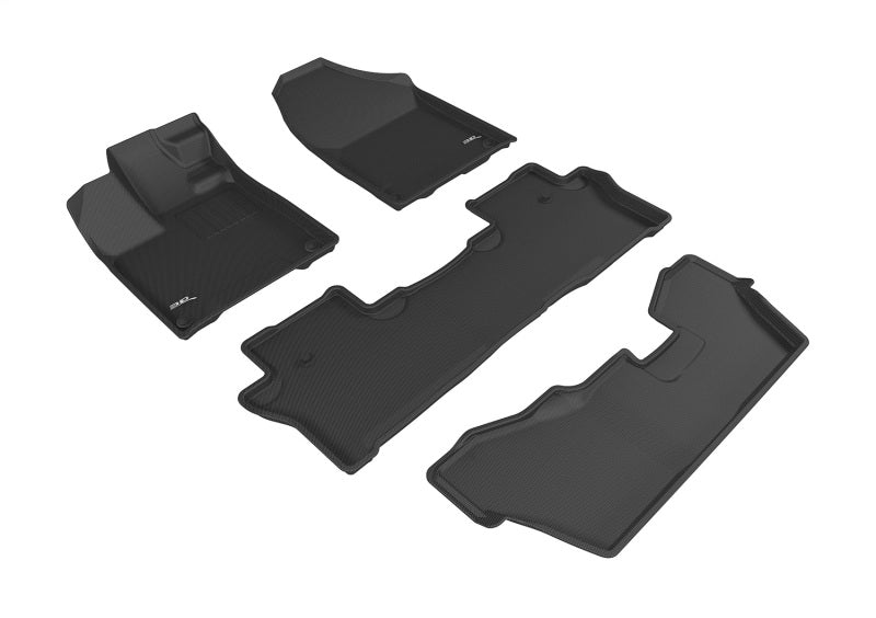 3D MAXpider black rubber floor mats for 2016-2022 Honda Pilot, full set with textured surface and custom fit interior protection.